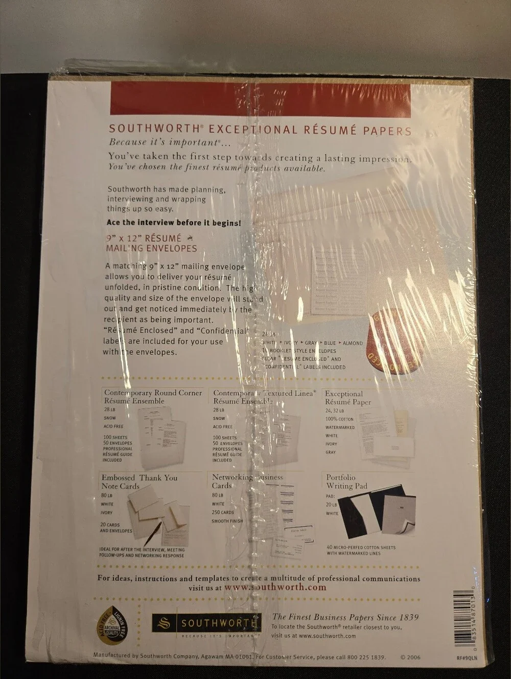 Southworth Connoisseur Collection Linen Résumé Paper + Mailing Envelopes